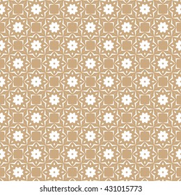 Seamless color pattern with abstract geometric design. Retro Wallpaper. White and gold ornament.