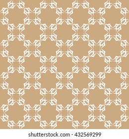 Seamless color pattern with abstract geometric design. Retro Wallpaper. White and gold ornament.