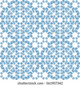 Seamless color pattern with abstract geometric design. Retro Wallpaper. Vintage seamless pattern. White and blue ornament.