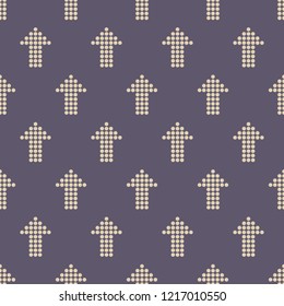 Seamless color pattern with arrows motif. Arrows made of dots. Minimalist abstract background. Simple modern print with pointers. Digital paper, textile print. Vector art.