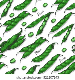 Seamless color pattern with beans. Vector illustration for your design