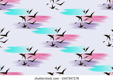 seamless color pattern with birds silhouettes
