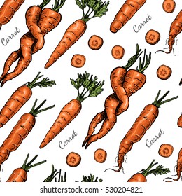 Seamless color pattern with carrots. Vector illustration for your design