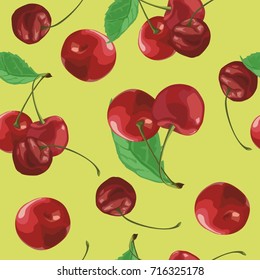 Seamless color pattern with cherries