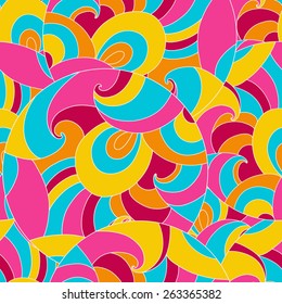 Seamless color pattern with circles and swirls. bright pattern