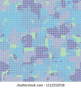A seamless color pattern composed of torn spots. Texture in camouflage style. Fashionable wallpaper. A network made up of small squares.