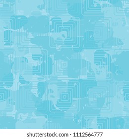 A seamless color pattern composed of torn spots. Texture in camouflage style. Fashionable wallpaper. Concentric rounded squares forming a chess network.