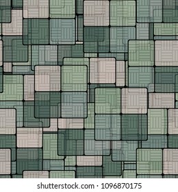 Seamless color pattern consisting of squares. Chaos of multi-colored elements. Camouflage texture.