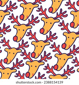 seamless color pattern with deer heads in flat style. template for print, background, wallpaper, fabric, packaging, children's book, decoration.