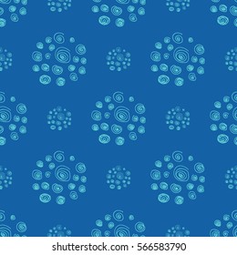 Seamless color pattern. Doodle pen. Geometric pattern on a blue background.