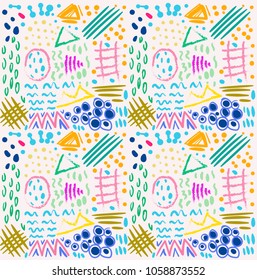 seamless color pattern with doodles