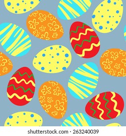 Seamless color pattern with easter eggs