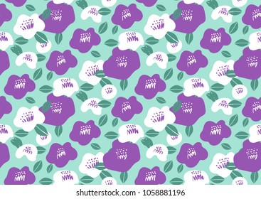 seamless color pattern with flowers, flat design