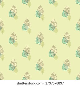 Seamless color pattern with foliage. Decorative background with foliage. Graphic printing for fabric, textile industry, wrapping paper.