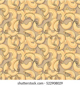 Seamless color pattern in the form of pasta. Maybe backdrop for branded products, postcard.