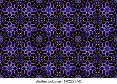 Seamless color pattern of geometric shapes and lines.