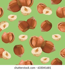 Seamless color pattern with hazelnuts