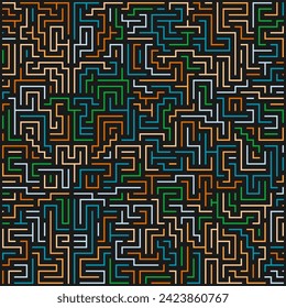 Seamless color pattern of horizontal and vertical lines. Imitation of a maze. Abstract Background template for design and creativity