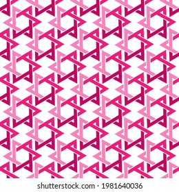 Seamless color pattern of interlocking triangles. Template for textures, textiles, and simple backgrounds. Simple style