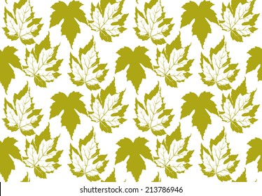 Seamless color pattern with leaves, vector background