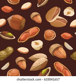 Seamless color pattern with nuts
