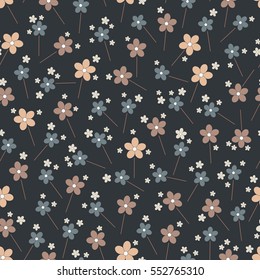 Seamless color pattern with plenty of small flower blossoms. Vector illustration