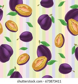 Seamless color pattern with plums