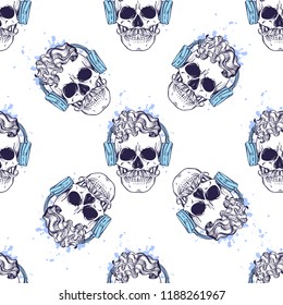 Seamless color pattern with skull