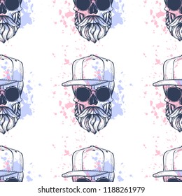 Seamless color pattern with skull