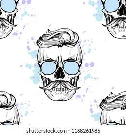 Seamless color pattern with skull