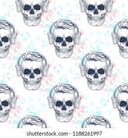 Seamless color pattern with skull
