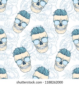 Seamless color pattern with skull