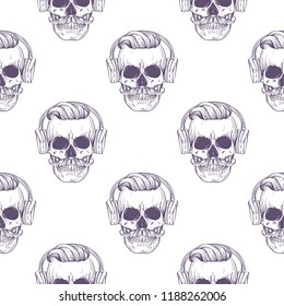 Seamless color pattern with skull