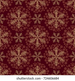 Seamless color pattern with snowflakes. Vector illustration for new year design textile, wrapping paper