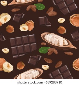 Seamless color pattern with sweets on brown