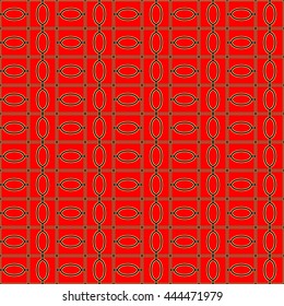 Seamless color pattern with symmetric geometric ornament. Abstract ovals and blocks background. Mosaic wallpaper. Vector illustration