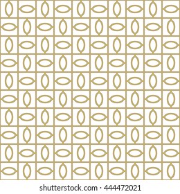 Seamless color pattern with symmetric geometric ornament. Abstract ovals and blocks background. Mosaic wallpaper. Vector illustration