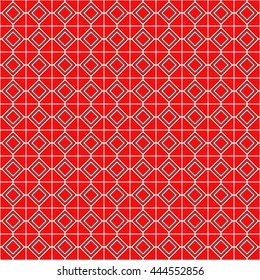 Seamless color pattern with symmetric geometric ornament. Abstract rhombuses and triangles background. Mosaic wallpaper. Vector illustration