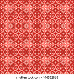 Seamless color pattern with symmetric geometric ornament. Abstract rhombuses and triangles background. Mosaic wallpaper. Vector illustration