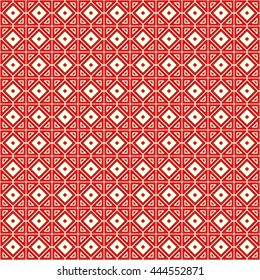 Seamless color pattern with symmetric geometric ornament. Abstract rhombuses and triangles background. Mosaic wallpaper. Vector illustration