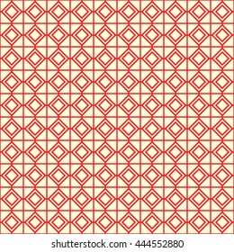 Seamless color pattern with symmetric geometric ornament. Abstract rhombuses and triangles background. Grill wallpaper. Vector illustration