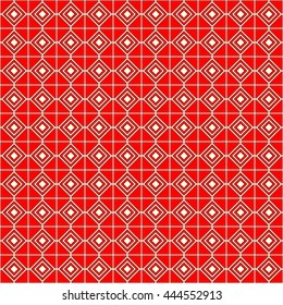 Seamless color pattern with symmetric geometric ornament. Abstract rhombuses and triangles background. Mosaic wallpaper. Vector illustration