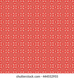 Seamless color pattern with symmetric geometric ornament. Abstract rhombuses and triangles background. Mosaic wallpaper. Vector illustration