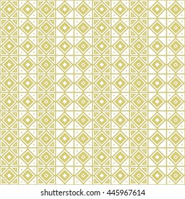 Seamless color pattern with symmetric geometric ornament. Abstract rhombuses and triangles background. Grid wallpaper. Vector illustration
