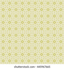 Seamless color pattern with symmetric geometric ornament. Abstract rhombuses and triangles background. Grid wallpaper. Vector illustration