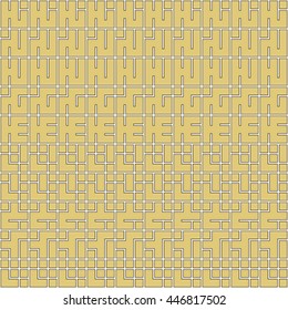 Seamless color pattern with symmetric geometric ornament. Abstract repeated blocks and figures background. Creative wallpaper. Vector illustration