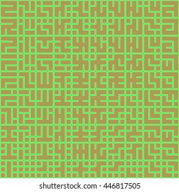 Seamless color pattern with symmetric geometric ornament. Abstract repeated blocks and figures background. Creative wallpaper. Vector illustration