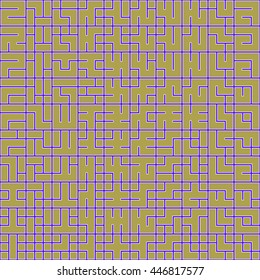 Seamless color pattern with symmetric geometric ornament. Abstract repeated blocks and figures background. Creative wallpaper. Vector illustration