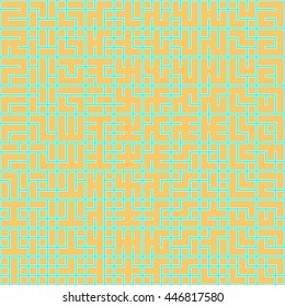 Seamless color pattern with symmetric geometric ornament. Abstract repeated blocks and figures background. Creative wallpaper. Vector illustration