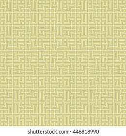 Seamless color pattern with symmetric geometric ornament. Abstract repeated blocks and figures background. Creative wallpaper. Vector illustration